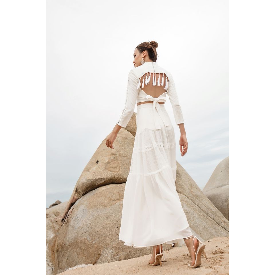 SÒ VINTAGE - MORIN Chân váy midi xô phói ren cách điệu | BigBuy360 - bigbuy360.vn