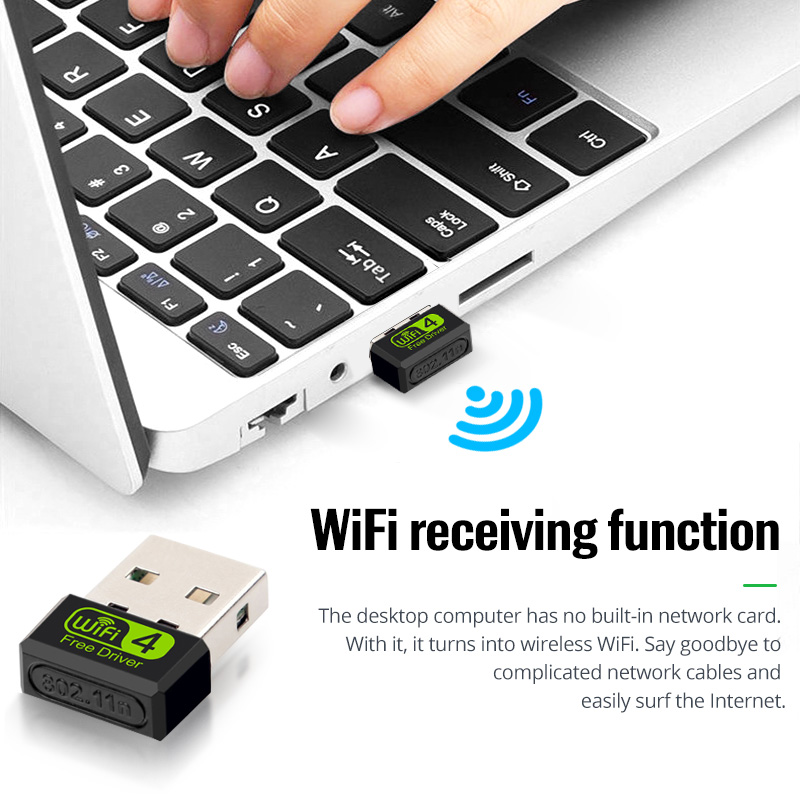 Đầu chuyển đổi WiFi HdoorLink mini không dây USB 2.0 thu phát mạng thẻ 2.4G 150Mbps cho máy tính xách tay Dongle