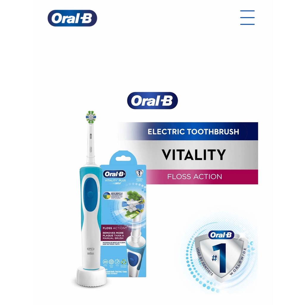 bàn chải điện oral-b oralb đánh răng tự động Flossaction (BHành 3 tháng)( mẫu mới 2022) + quà tặng (1 nắp + 1 giá)