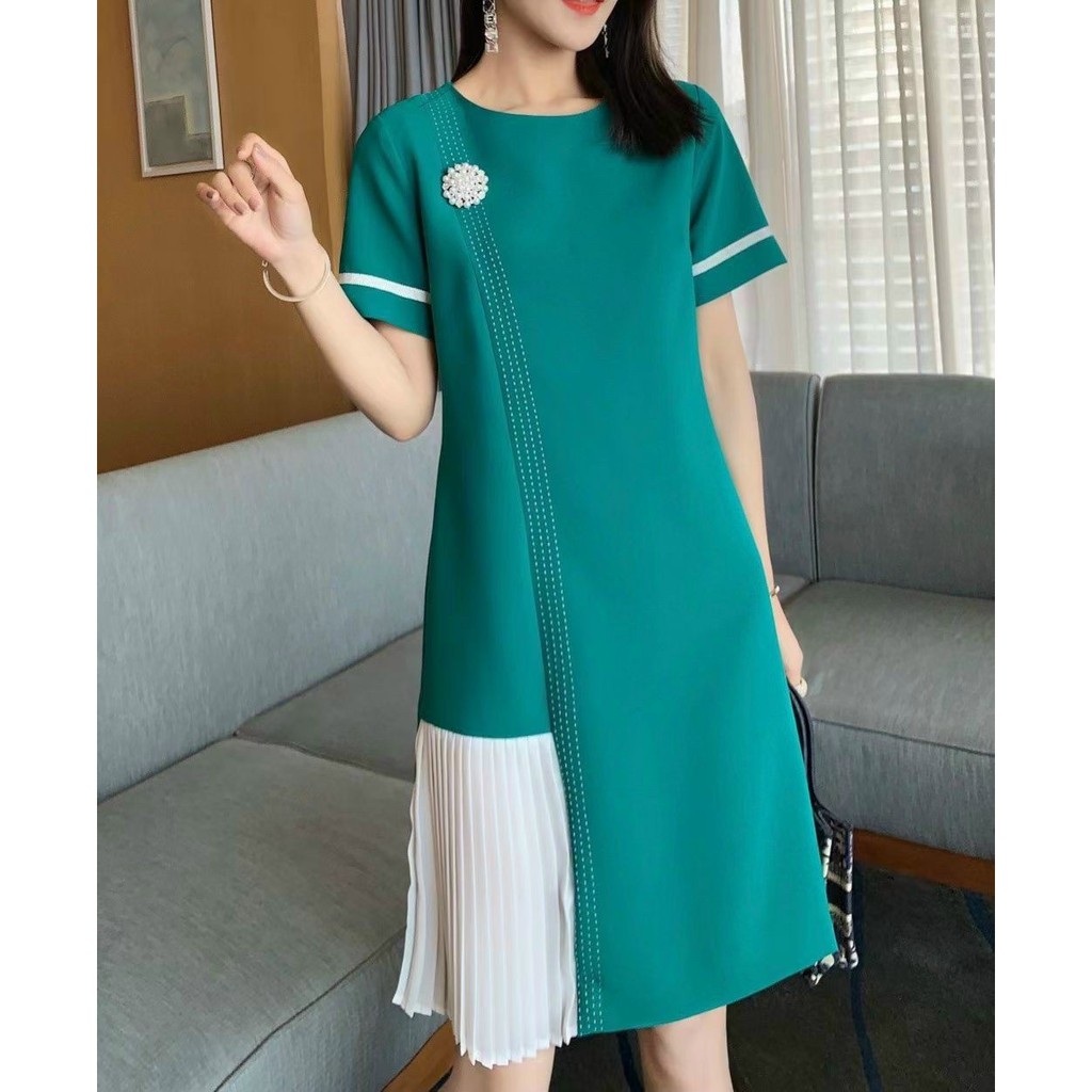 HÀNG QC - ĐẦM SUÔNG TAY CON PHỐI LỤA DẬP LY CAO CẤP - ZCT159510