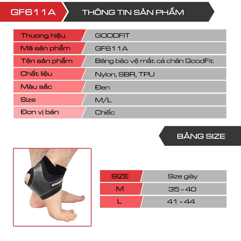 [ CHÍNH HÃNG ] - Băng bảo vệ cổ chân, mắt cá chân GoodFit GF611A