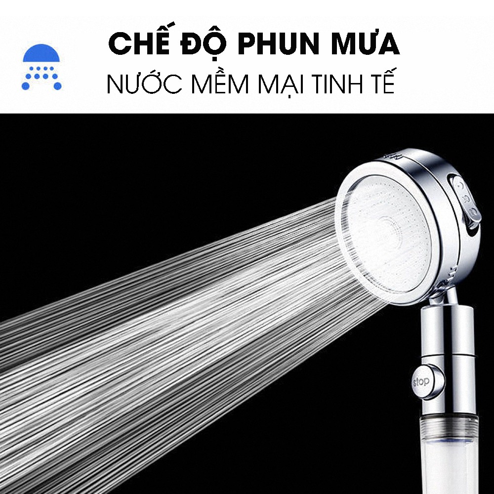 Vòi sen tăng áp có bộ lọc nước và điều chỉnh 3 chế độ tiết kiệm nước đầu xoay 360 Nhật Bản