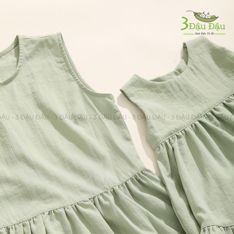 MVB0901 Đầm Mẹ và Bé Đuôi Cá Xanh cực xinh chất Linen Thun Cao Cấp 3 Đậu Đậu-SB05