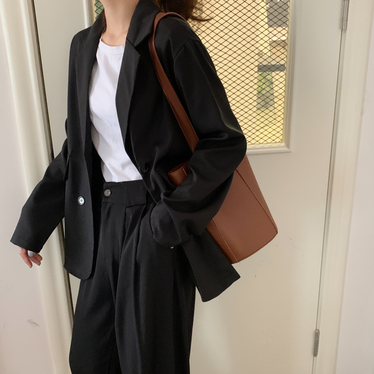 Áo Khoác Blazer Tay Dài Dáng Rộng Thời Trang Mùa Thu Phong Cách Hàn Quốc 219196