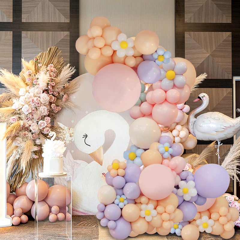 Set 147 Phụ Kiện Bong Bóng Hình Hoa Cúc Màu Kẹo Ngọt Trang Trí Tiệc