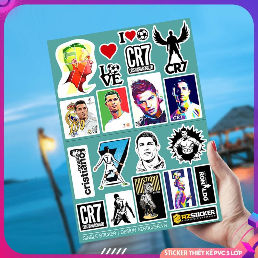 [Siêu Rẻ] [Sticker Single]  Hình Dán Sticker Ronaldo CR7 | Dán Nón Bảo Hiêm, Điện Thoại, Laptop,PVC Chống Nước