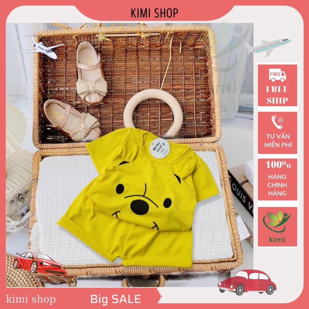 Bộ cộc tay thun lạnh in hình gấu Minky Mom siêu mềm mịn mát cho bé trai gái kimi MIN33