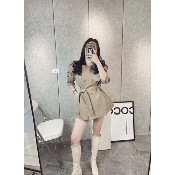 Áo khoác măng tô dây thắt lưng