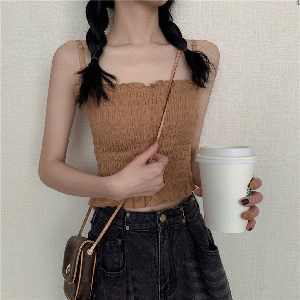 Áo bra nữ ren 2 dây đẹp, áo lót không gọng dáng dài phong cách coptop JOCOSI B6843