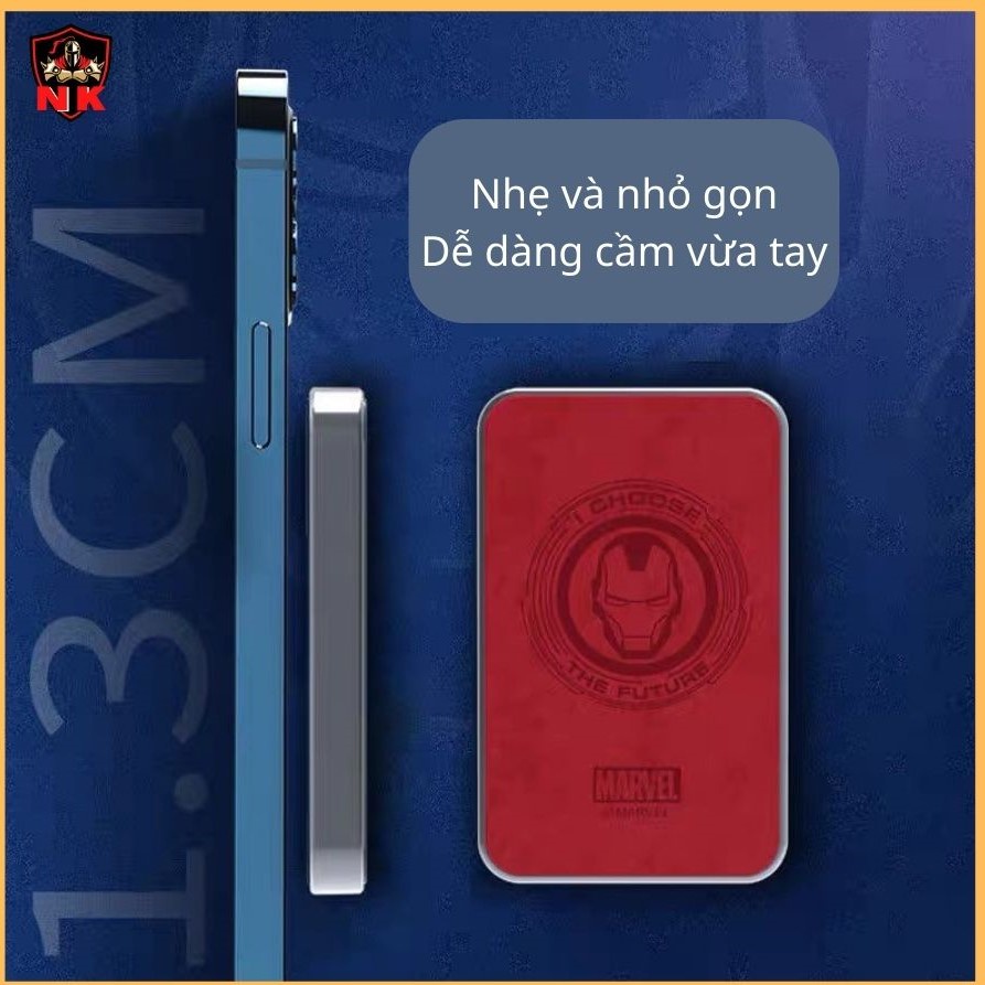 Sạc dự phòng không dây 5000mAh phiên bản Marvel, pin dự phòng chất lượng