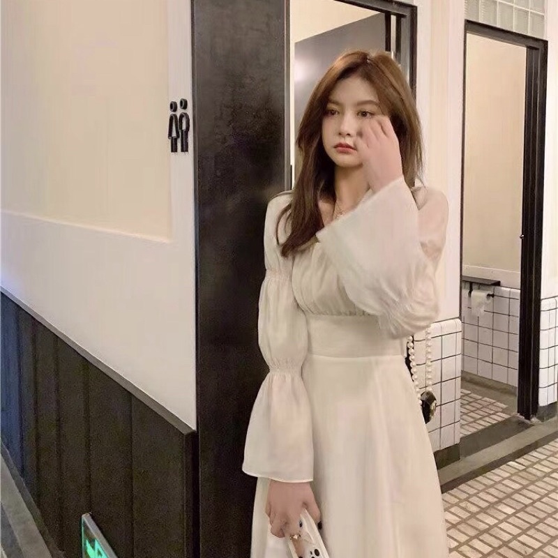 Đầm Váy Nữ Mặc Tết Dáng Dài, Tay Dài, Hở Lưng Buộc Nơ Sau 2 Màu