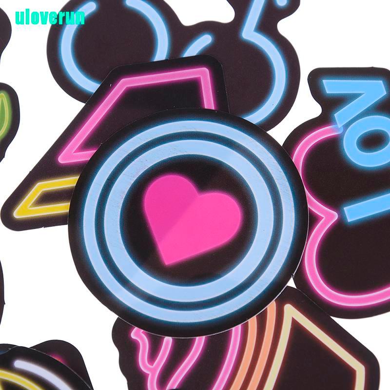 Set 100 Miếng Dán Màu Neon Dễ Thương Trang Trí Hành Lý DIY