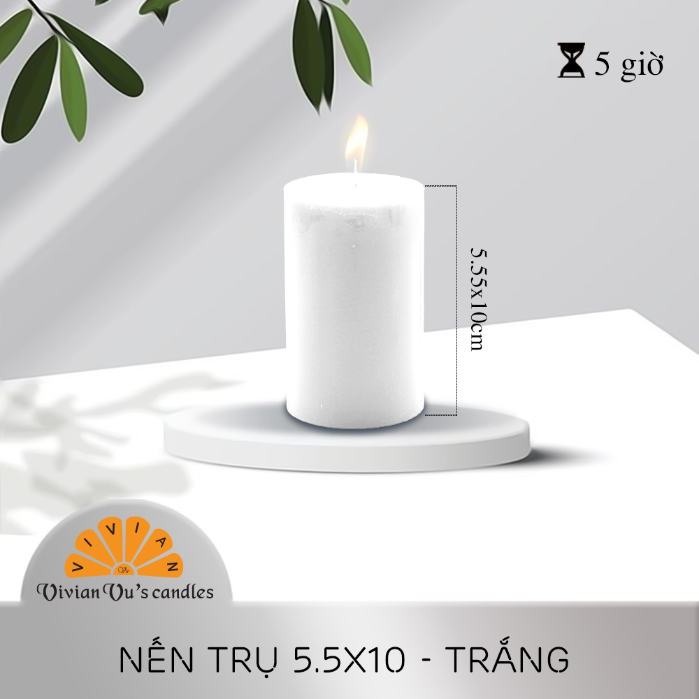 Nến Trụ Tròn VIVIAN Vivian Vu's Candles Size 5.5x10cm Cháy Liên Tục Trong 10 Giờ - Nến Nghệ Thuật Nến Trang Trí
