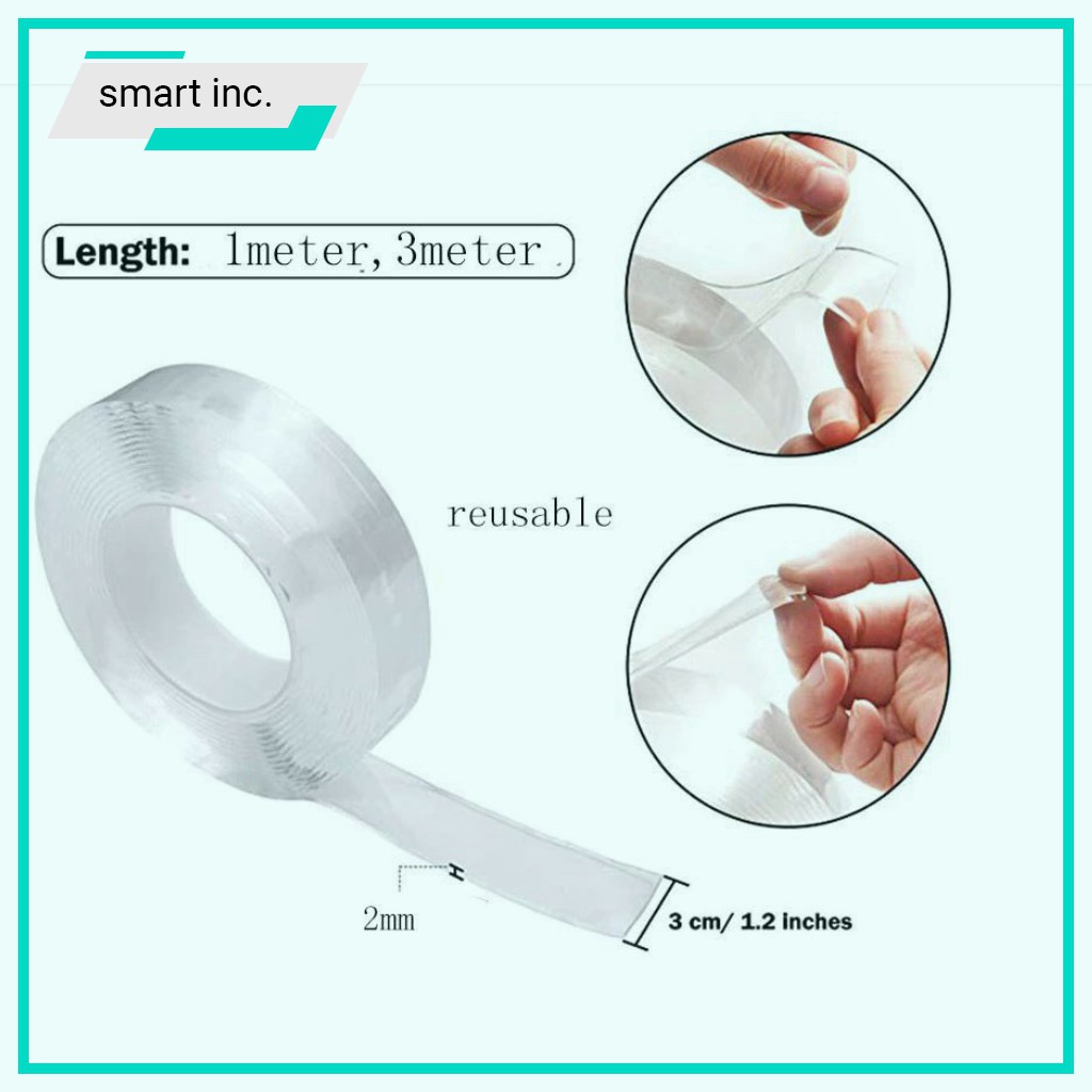 Băng Keo 2 Mặt Silicon Trong Suốt 3m Dán Đồ Siêu Dính Chắc Tái Sử Dụng Chịu Lực Nặng