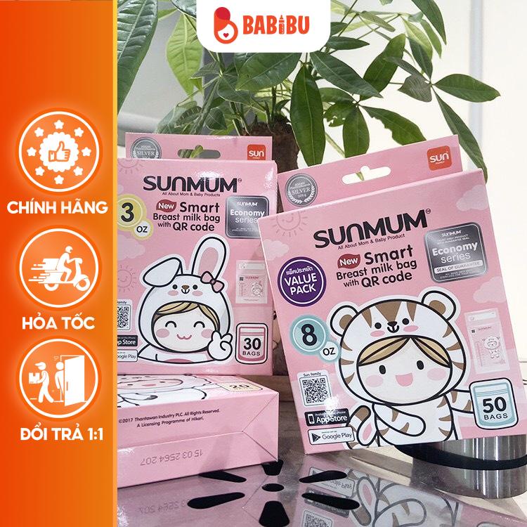 [Tem phụ-Date 2028]Túi Trữ Sữa Sunmum Chính Hãng An Toàn Tiện Lợi 100,150,250ml Babibu - TTSS