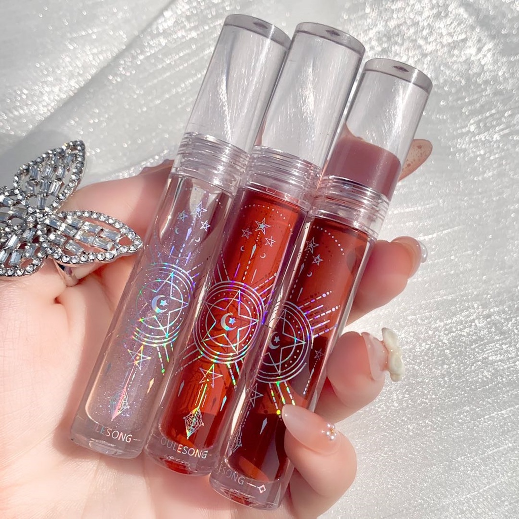 【OULESONG】 Ngôi sao bóng nước thủy tinh bóng mờ son bóng mờ son bóng gương bóng son bóng son môi xuất xưởng ngay trong ngày