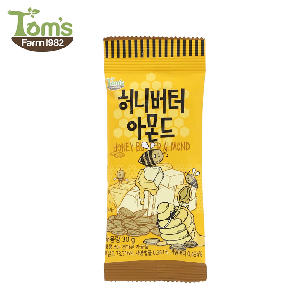 HỘP 12 GÓI HẠNH NHÂN TẨM BƠ MẬT ONG HONEY BUTTER ALMOND TOM’S FARM 30 GRAM