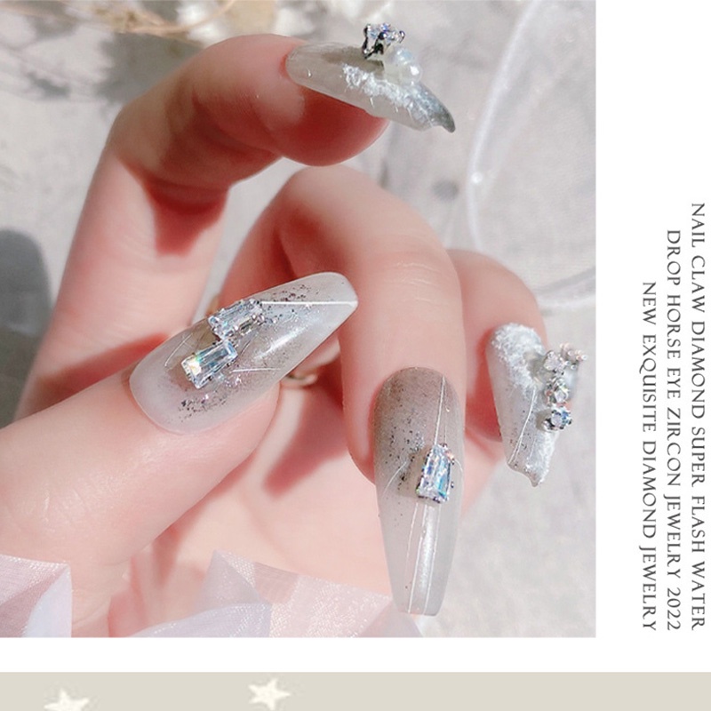 Đá đính móng tay style Hàn, hộp 20 viên, phụ kiện nail salon