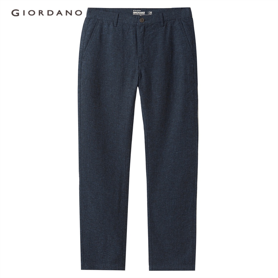 Quần nam GIORDANO 01111349 vải cotton linen mặc hàng ngày