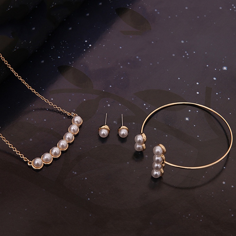 Bộ Trang Sức Đính Ngọc Trai Nhân Tạo Thời Trang Dành Cho Nữ