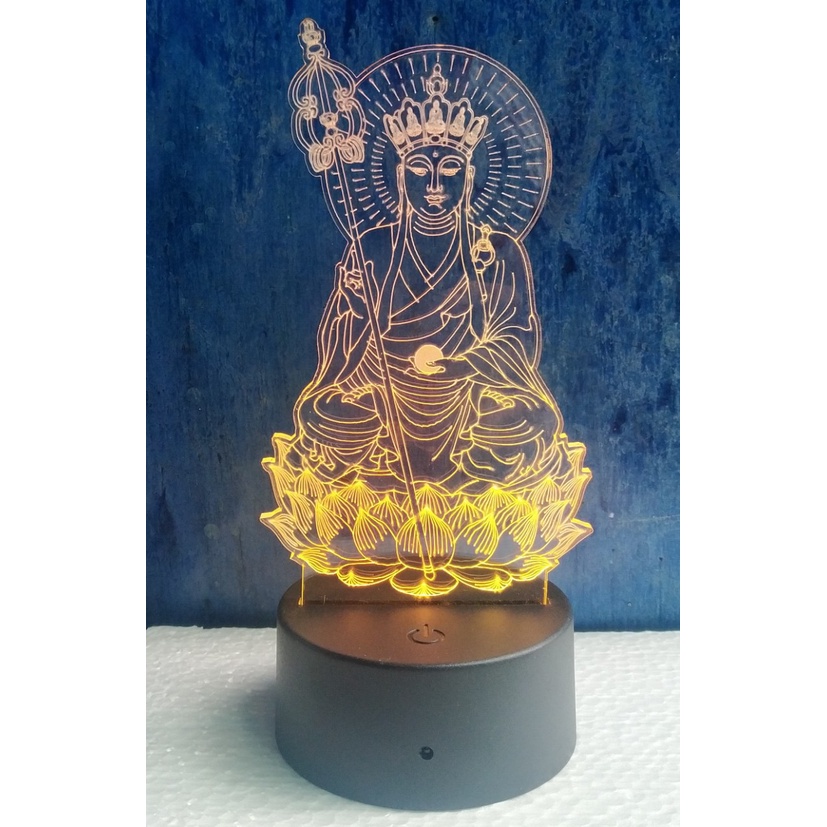 Đèn thờ phật, đèn ngủ 3d Địa Tạng Vương Bồ Tát  16 màu .khắc hình theo yêu cầu .