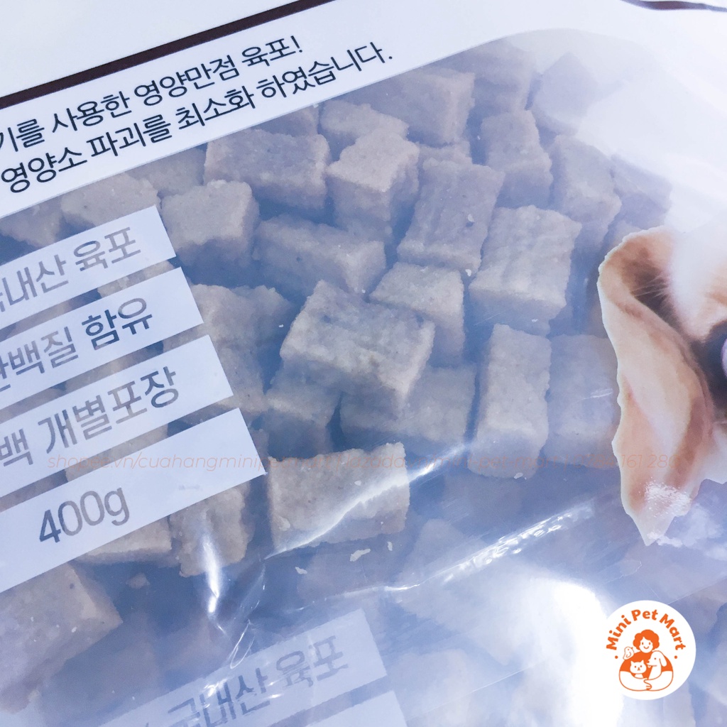 Thịt bò viên cho chó BOWWOW 800g - snack, bánh thưởng cho chó