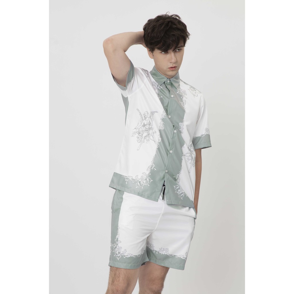 Áo sơ mi họa tiết thanh lịch Barpque Angel mặc hằng ngày, đi chơi hoặc du lịch, chất Lụa chéo - FEAER | BigBuy360 - bigbuy360.vn