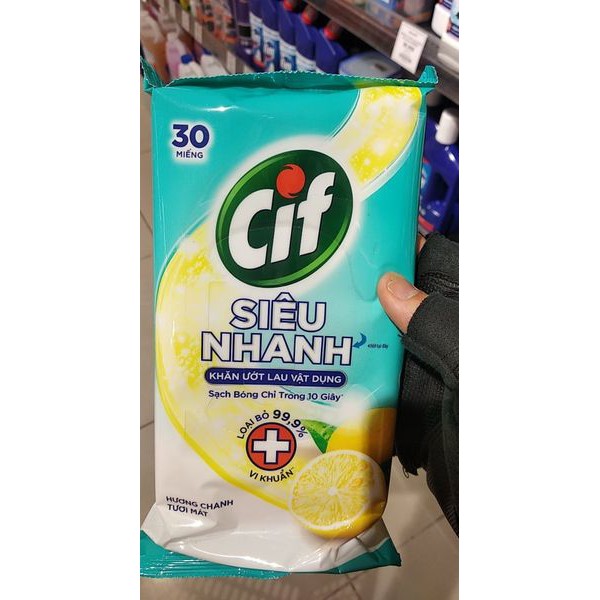 Khăn ướt cao cấp lau vật dụng Cif 30 pcs