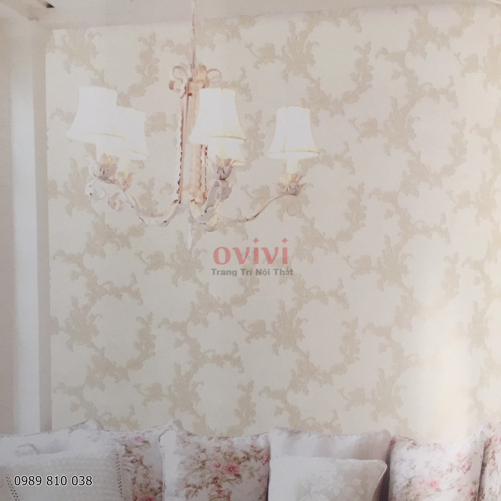 Giấy Dán Tường Vintage Hoa Văn  3d Cổ Điển Hàn Quốc Lụa Không Keo Khổ 1.06 m Nhiều Màu Lựa Chọn