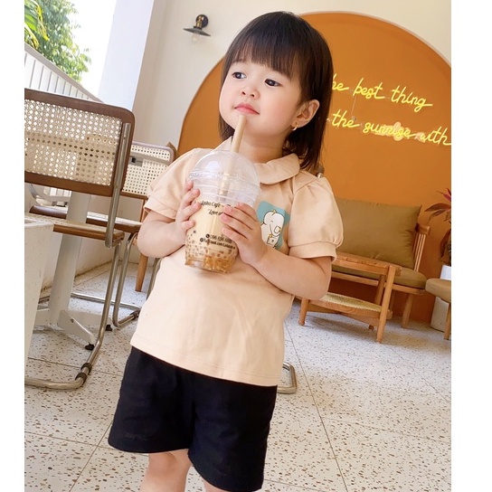 Áo phông polo bé gái chất liệu cotton in hình dễ thương từ 1 đến 6 tuổi L'Casta AG1