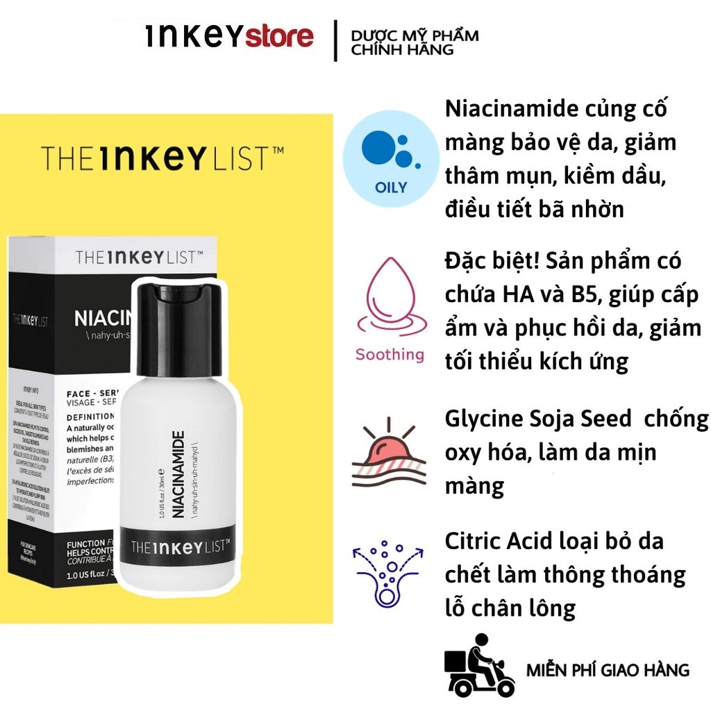 [Bill Mỹ] Serum da dầu mụn NIACINAMIDE - THE INKEY LIST