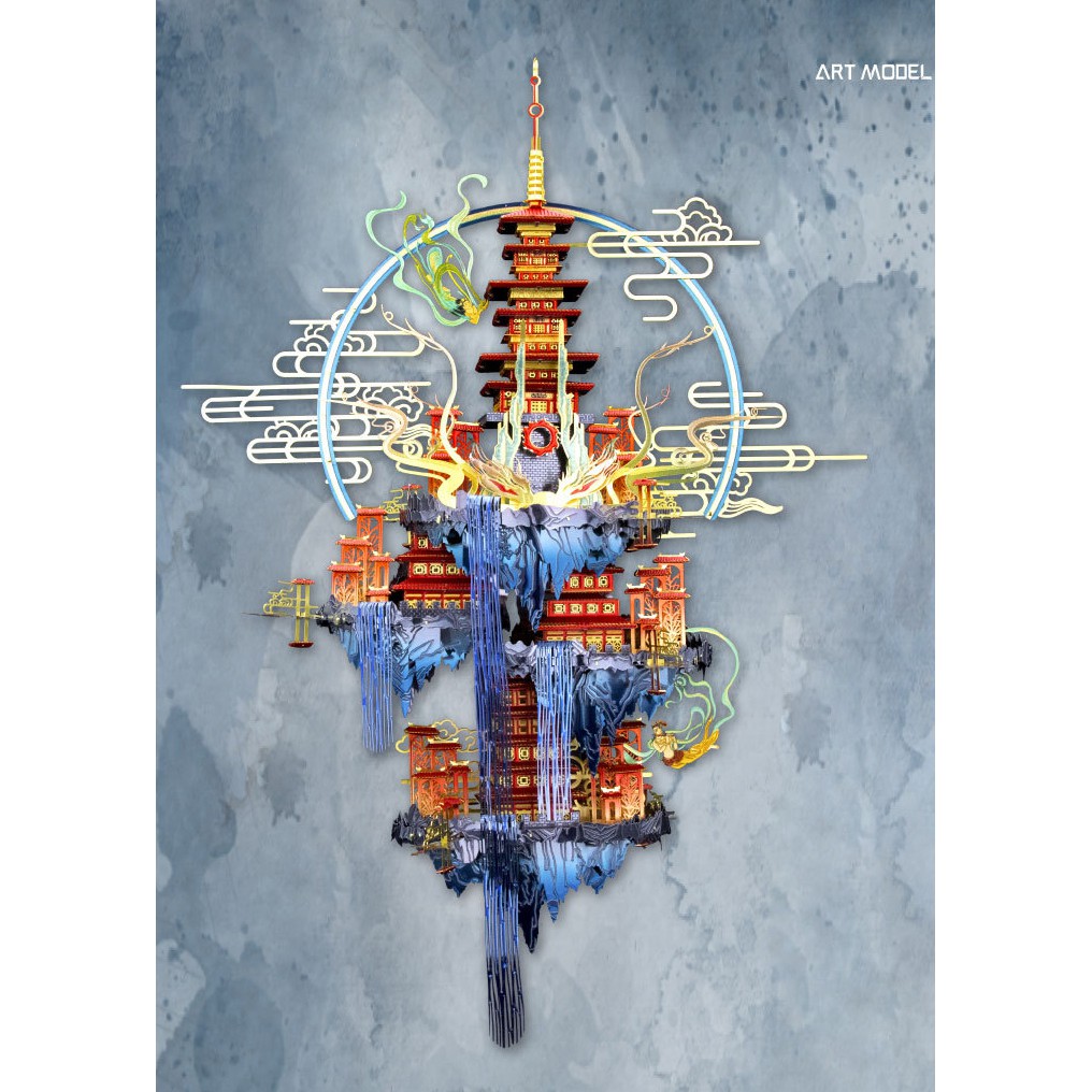 Mô hình lắp ghép kim loại 3d Bồng lai đảo