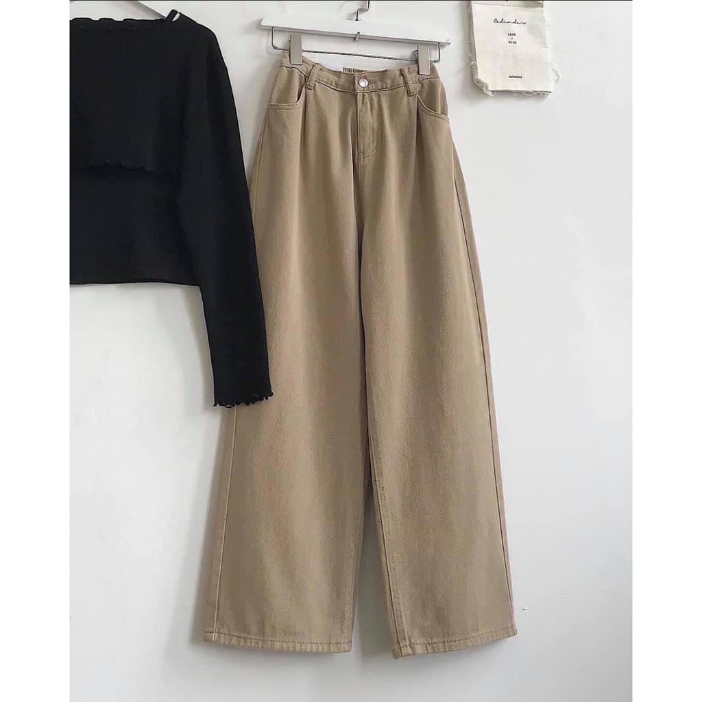 Quần baggy kaki trơn ống to 002 _CHIBEST_QKT002