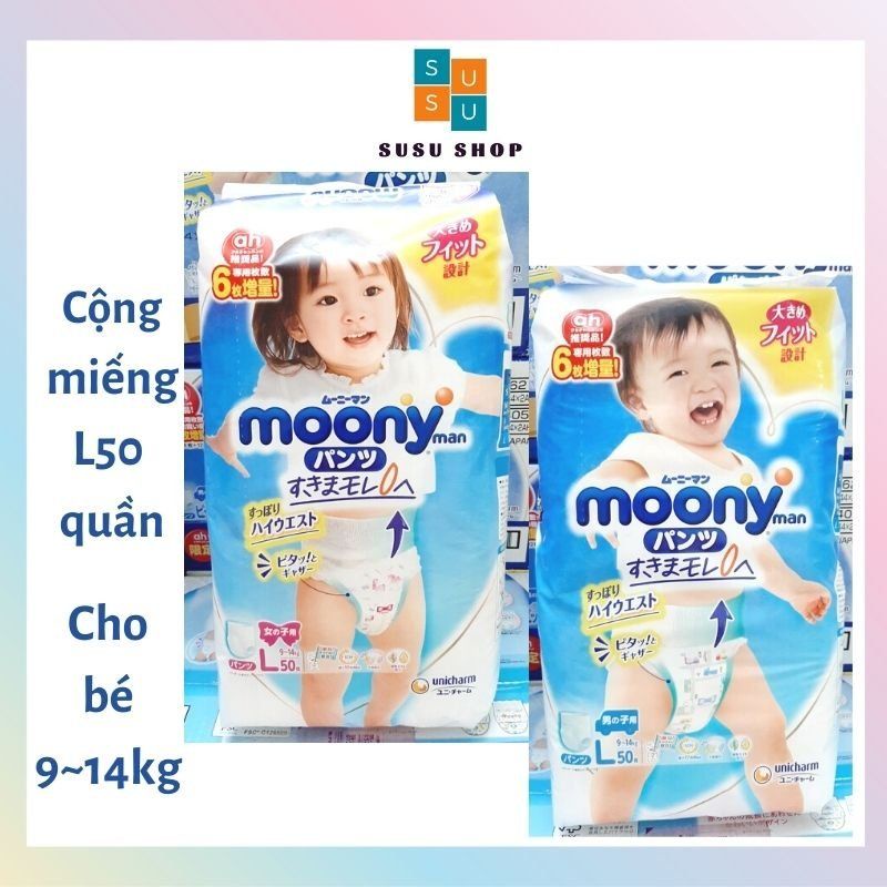 Bỉm Moony Xanh Cộng Miếng Nội Địa Nhật Dán/Quần đủ size NB90+6/S84+6/M64+4/M58+6/L54+4/L44+6/XL38+6