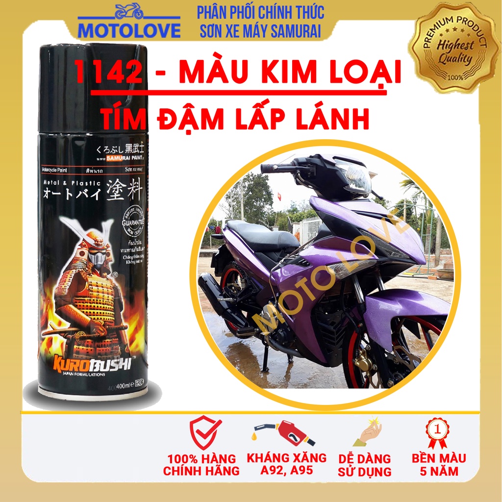 SƠN SAMURAI MÀU TÍM KIM LOẠI LẤP LÁNH 1142 CAO CẤP NHẬP KHẨU TỪ MALAYSIA.