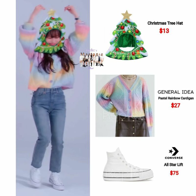 Áo cardigan len tiedye cầu vồng giống Liz IVE và Youngeun Kep1er