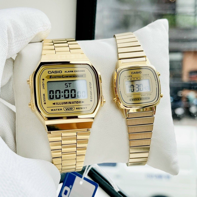Đồng hồ điện tử nam nữ Casio A168 Gold LA670 Gold
