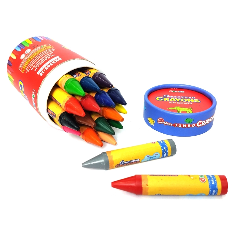 Bút Sáp Màu Chicko Super Jumbo Crayons (Hộp Tròn) - 18 Màu - DK3305-18 - CHICKO