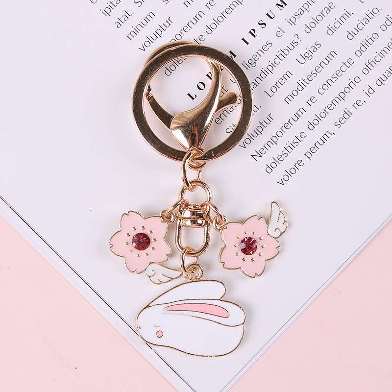 Móc Khóa Hình Thỏ Hồng Dễ Thương Phong Cách Hàn Quốc