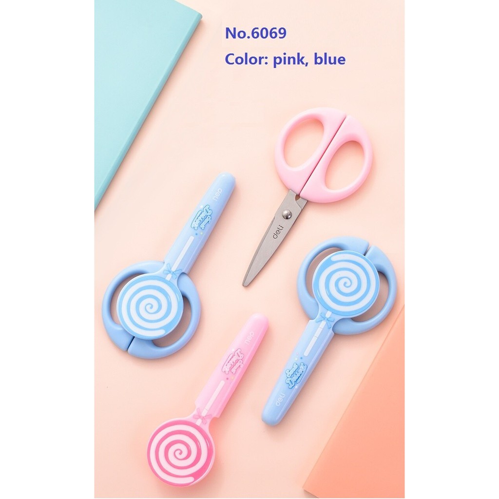 DELI E6069 Kéo Đáng Yêu Lollipop Hình Cho Trẻ Em