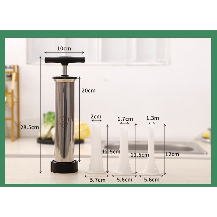 Dụng cụ nhồi xúc xích, lạp xưởng tay cầm inox cho gia đình