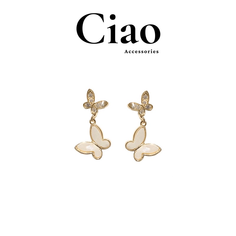[HỎA TỐC 1H] Khuyên tai/ Bông tai mạ bạc S925 thiết kế xinh xắn Butterfly Beauty Ciao