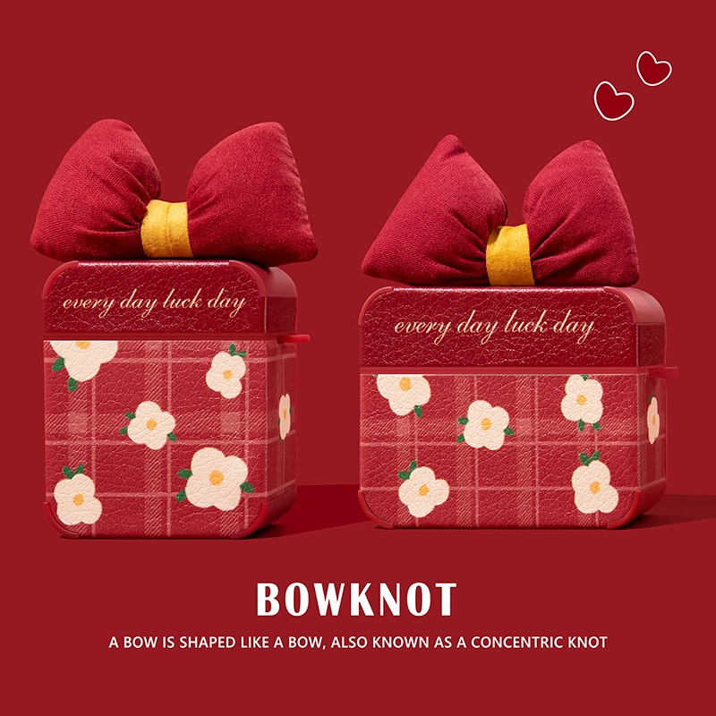 Vỏ Bảo Vệ Hộp Sạc Tai Nghe AirPods3 AirPods3 Họa Tiết Caro Đỏ Phối Hoa Hồng Xinh Xắn Cho AirPods3 Ốp