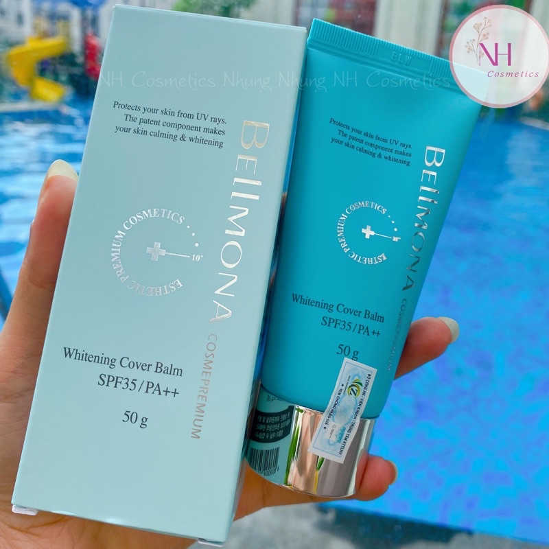 Kem che khuyết điểm chống nắng dưỡng trắng, làm dịu da nhạy cảm Bellmona Whitening Cover Balm 35/ PA ++