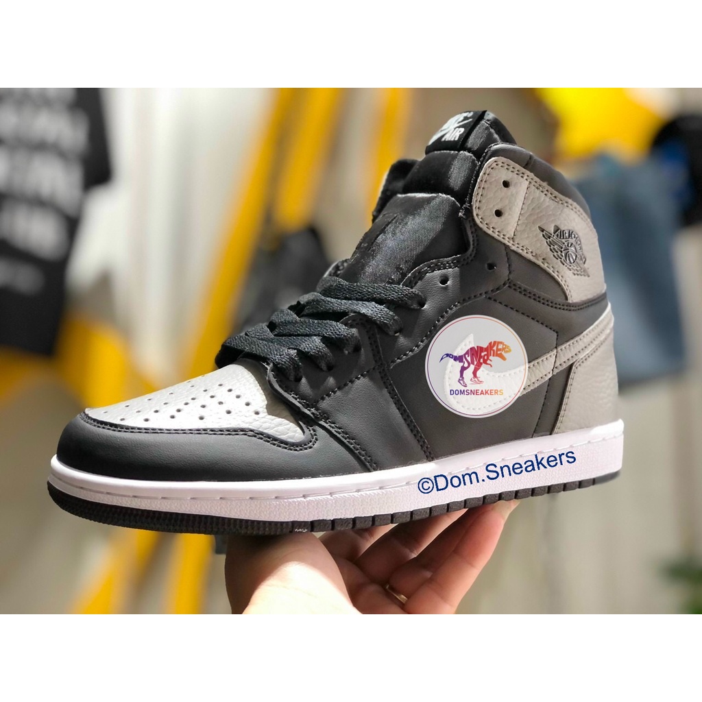 Giày thể thao nam nữ cao cổ Nike Air Jordan JD1 đen phối ghi xám -Full bill box (bản đẹp)