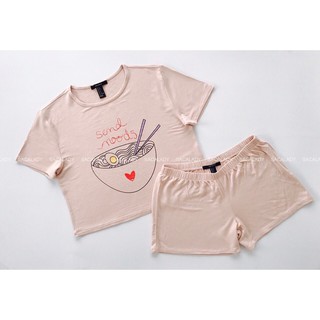 Set Short Cotton F21 Hồng Phấn In Hình - 2785