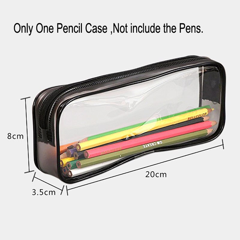 1 Túi Đựng Bút Bằng Pvc Trong Suốt Có Khóa Kéo Đơn Giản Thời Trang