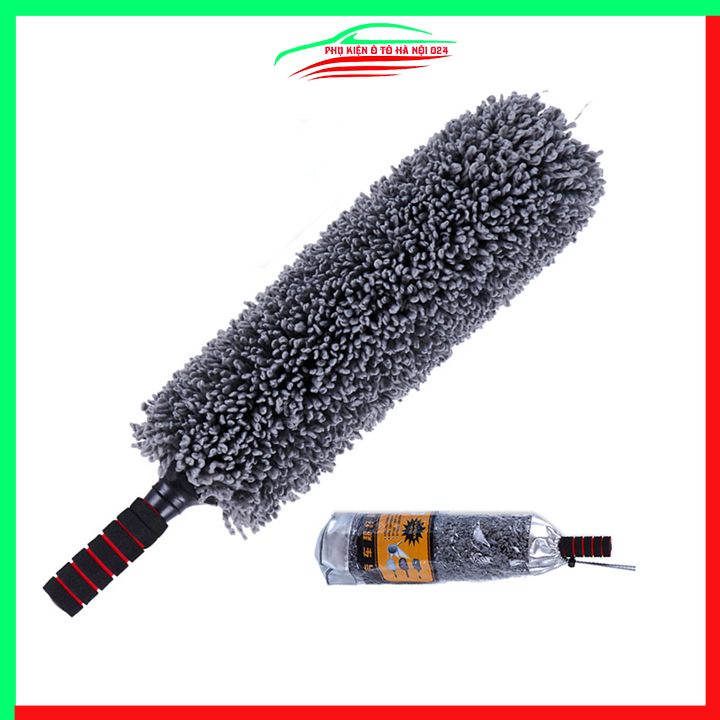 Chổi nano đen lau rửa xe ô tô 360 tròn sợi siêu mịn điều chỉnh điều dài