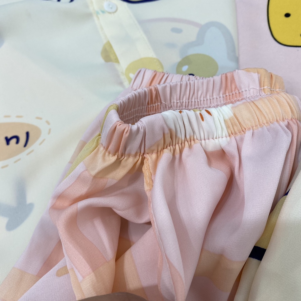 Bộ pyjama trẻ em, quần lửng , cổ sen lụa mango cao cấp