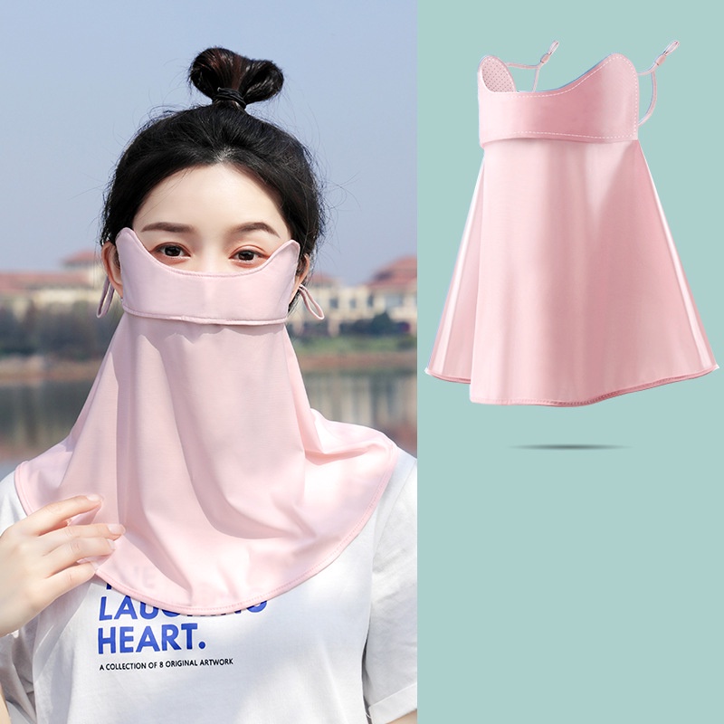 Khẩu Trang Lụa Lạnh Mỏng Bảo Vệ Mắt Cổ Chống Nắng Thoáng Khí Tiện Dụng Cho Nữ